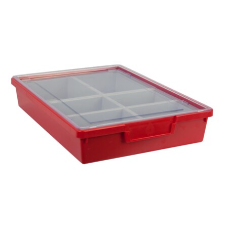 Bin, Tray, Tote, Red, High Impact Polystyrene, 12.25 In W, 3 In H